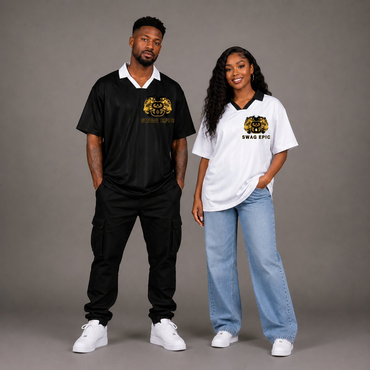 Unisex Striped "Swag Epic Tiger" Boxy Soccer Jersey