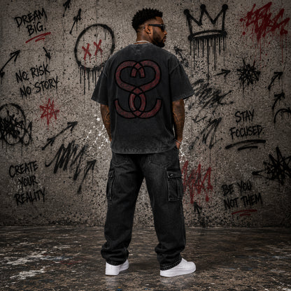 Unisex Reverse Dyed Boxy T-Shirt - "Scratch Scribble Epic"