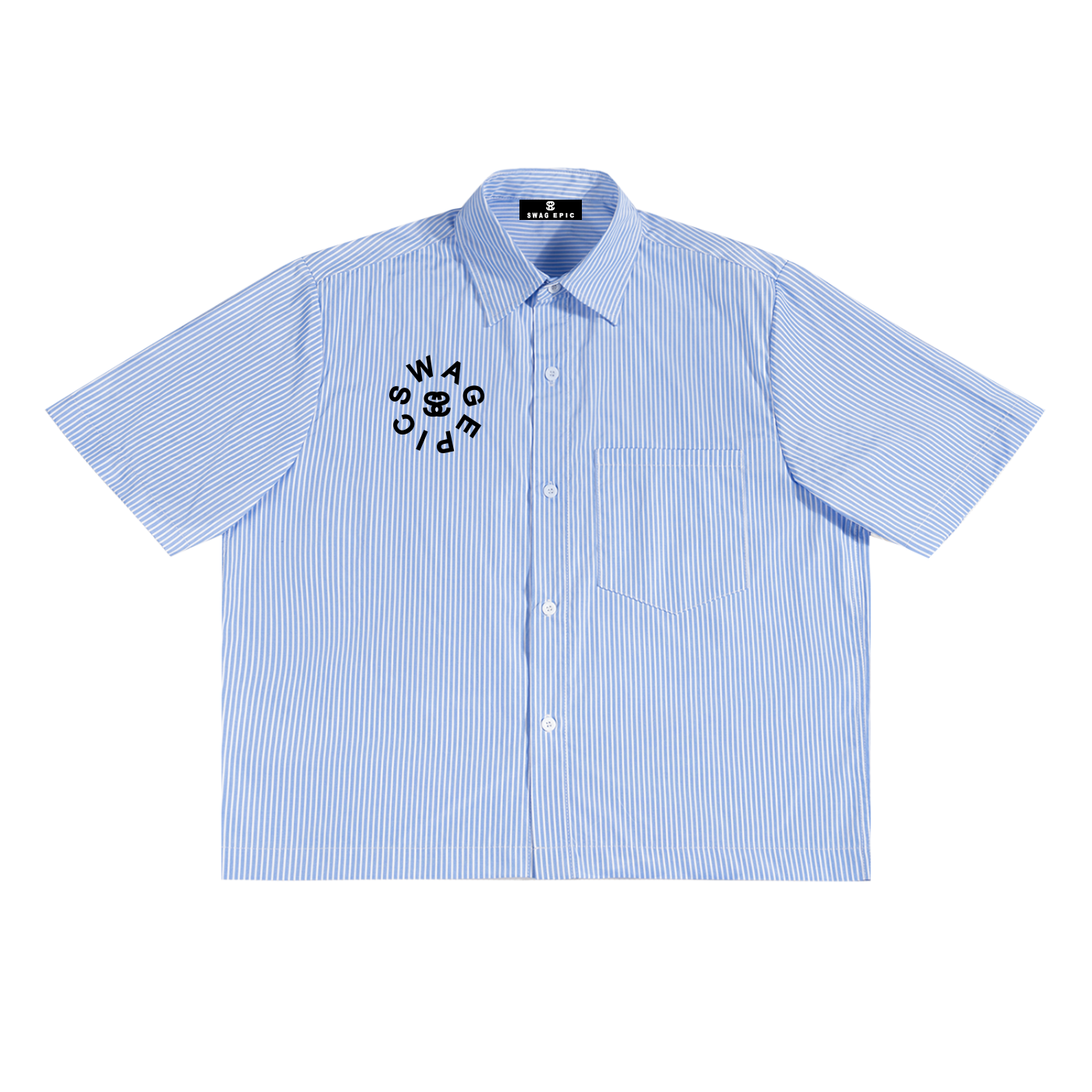 Oversized Vertical Stripe "Swag Epic" Boxy Shirt