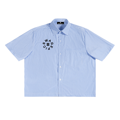 Oversized Vertical Stripe "Swag Epic" Boxy Shirt