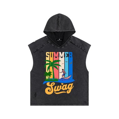 Snow Washed Boxy Hooded Tank Top – Summer Swag Collection