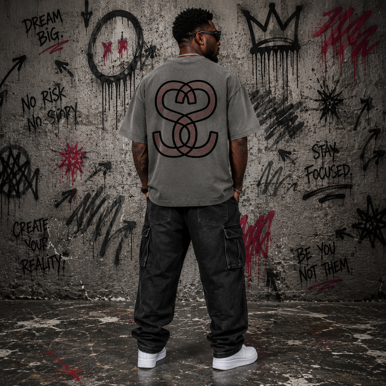 Unisex Reverse Dyed Boxy T-Shirt - "Scratch Scribble Epic"