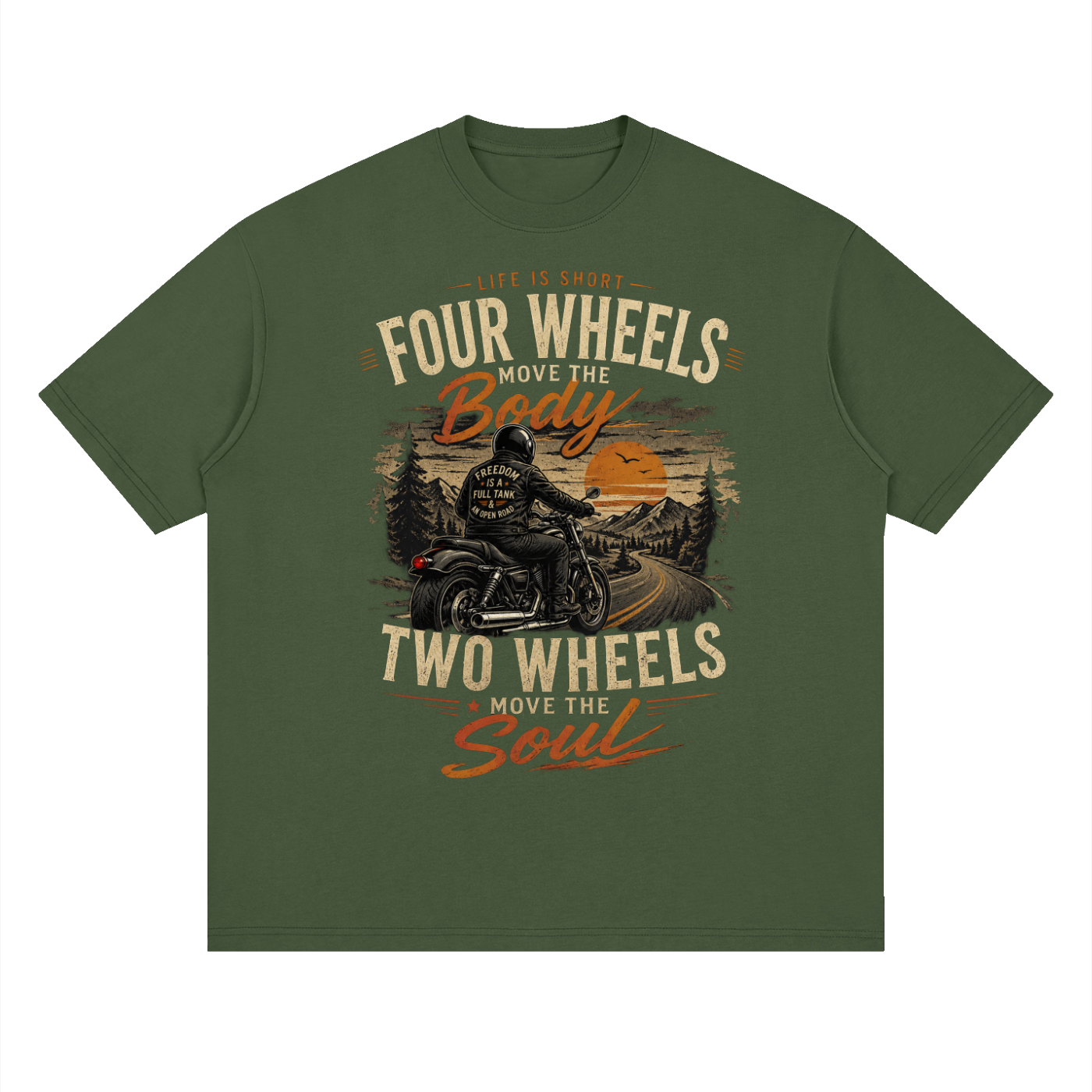 Streetwear Loose Drop Shoulder T-Shirt - Four Wheels move the body
