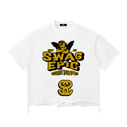 Snow Washed Raw-Hem Unisex Cotton T-Shirt