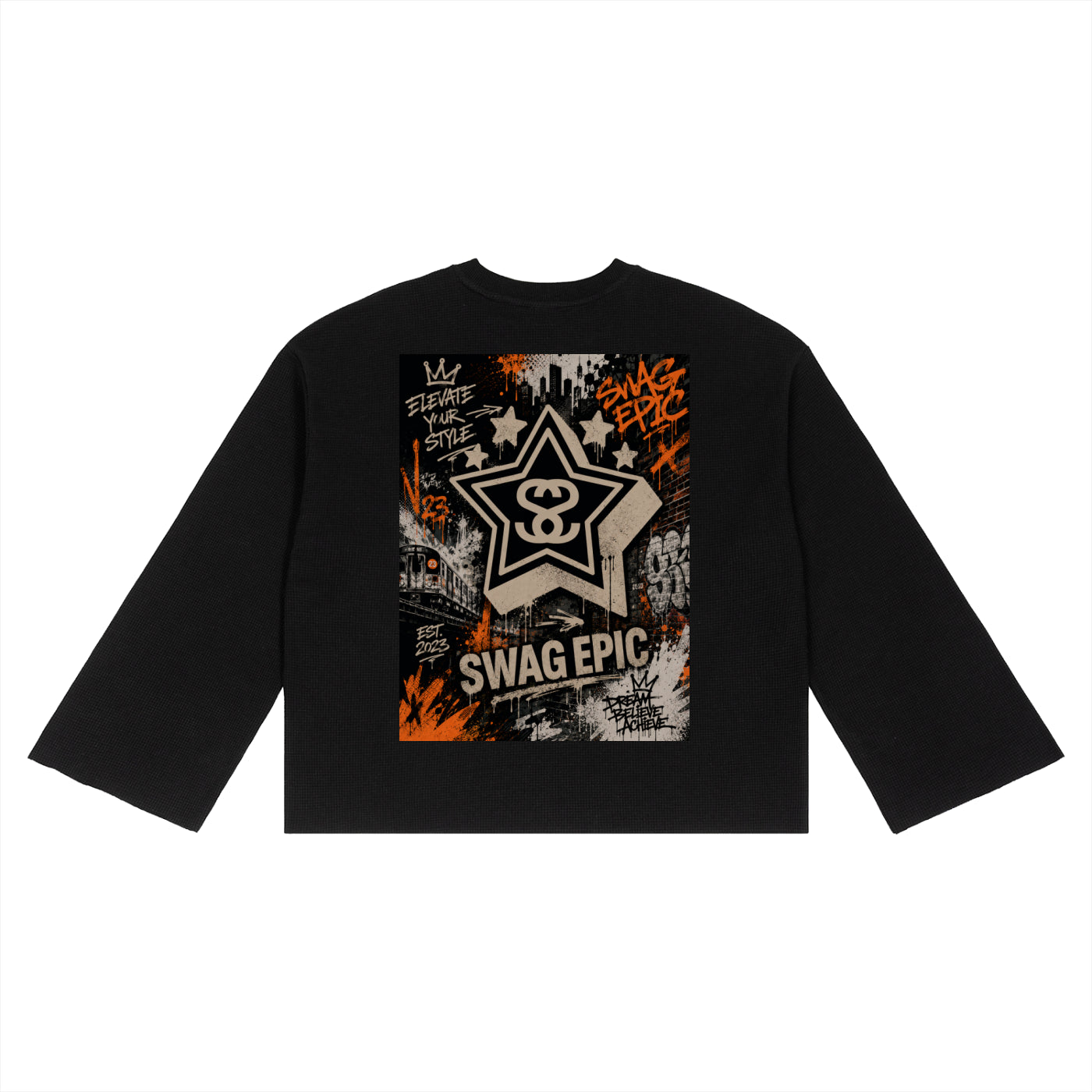 Unisex Waffle Raw Edge Long Sleeve T-Shirt - "Believe in your Swag"