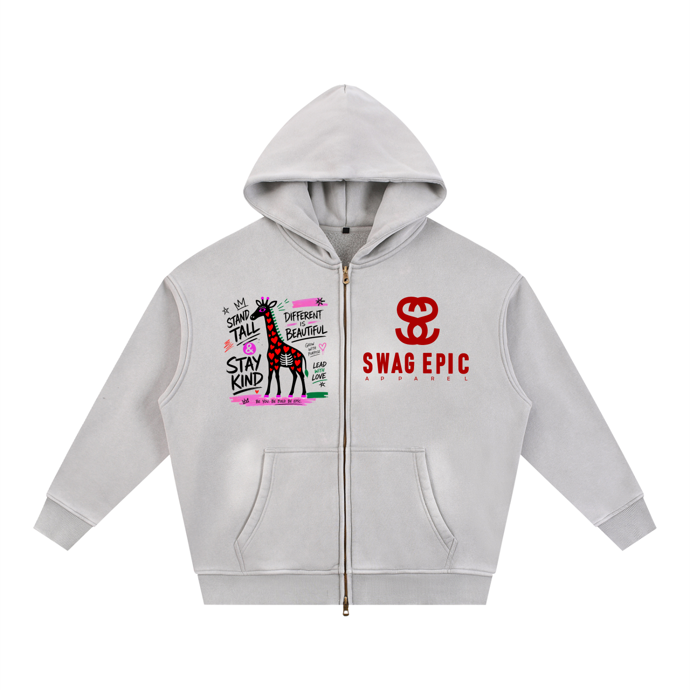 Sunfade Two-way Zipper Boxy Fleece Hoodie