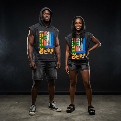 Snow Washed Boxy Hooded Tank Top – Summer Swag Collection