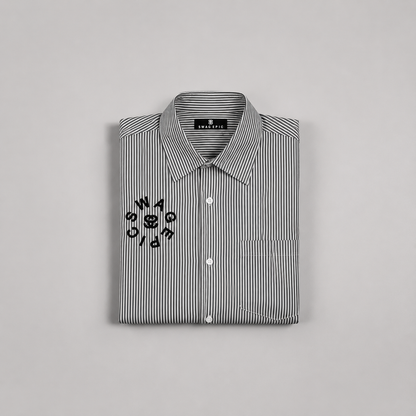Oversized Vertical Stripe "Swag Epic" Boxy Shirt