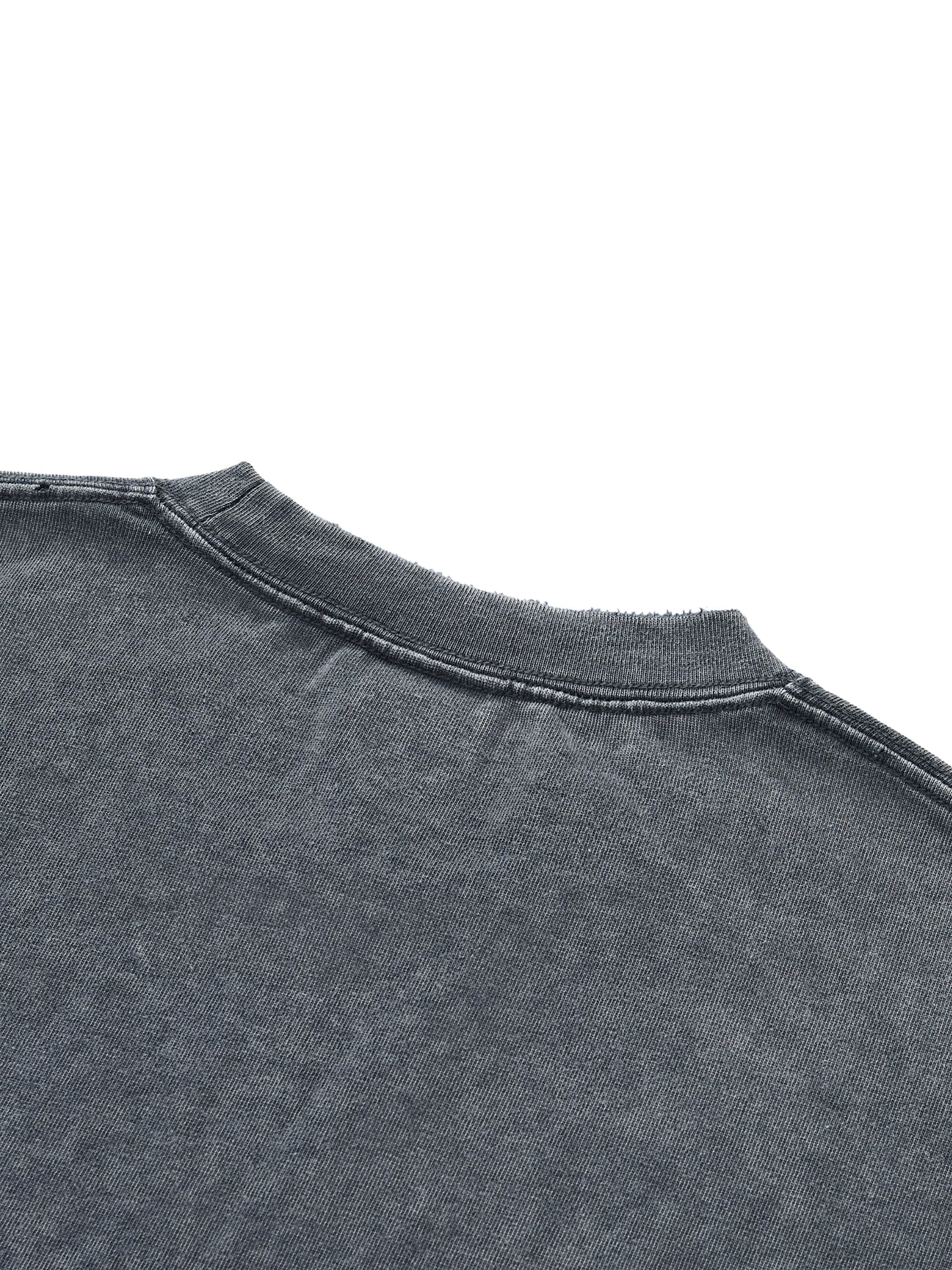 Snow Washed Raw-Hem Unisex Cotton T-Shirt