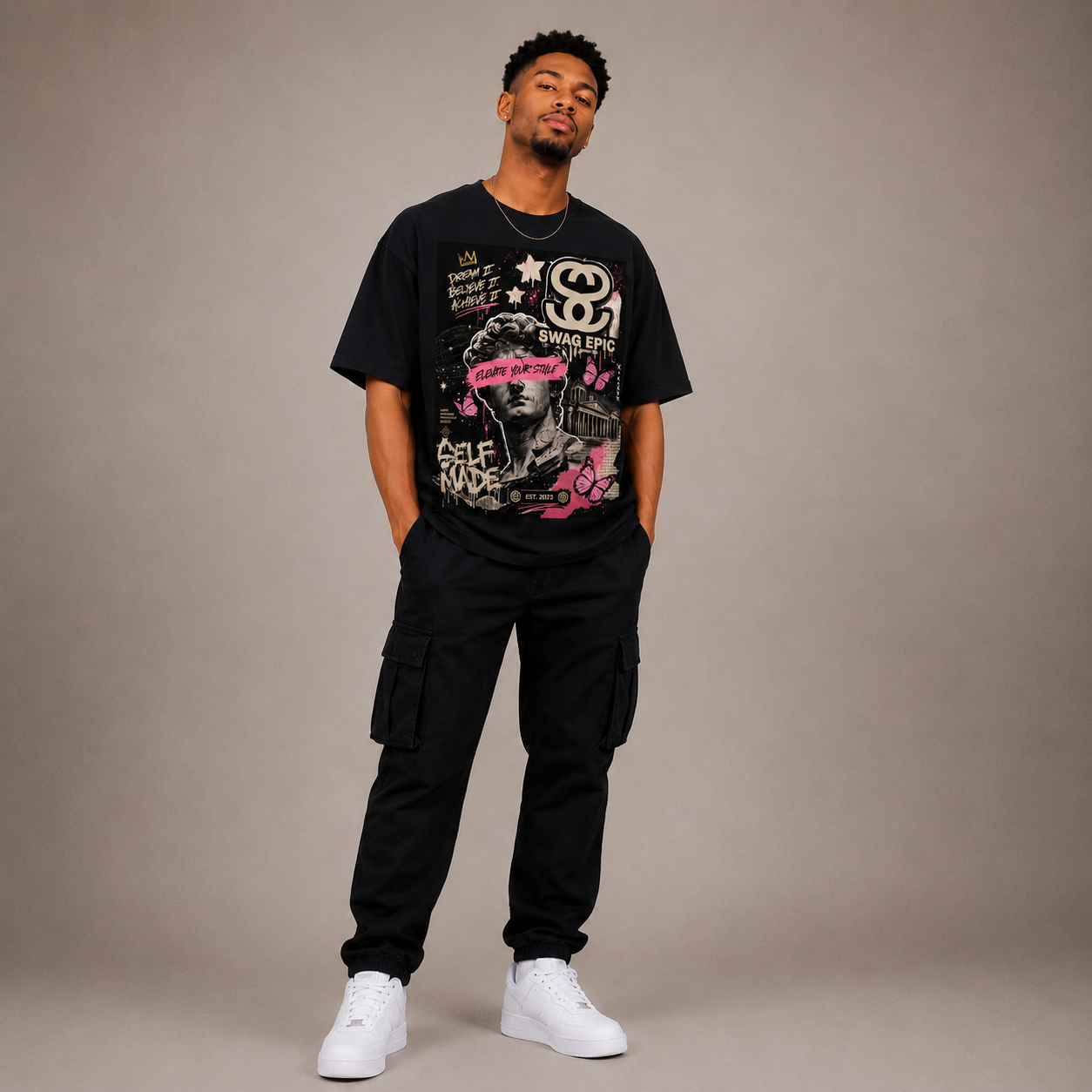 Self-Made "Swag Epic" Unisex Oversized Cotton T-Shirt