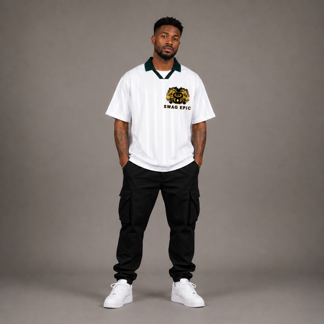 Unisex Striped "Swag Epic Tiger" Boxy Soccer Jersey