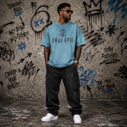 Unisex Reverse Dyed Boxy T-Shirt - "Scratch Scribble Epic"