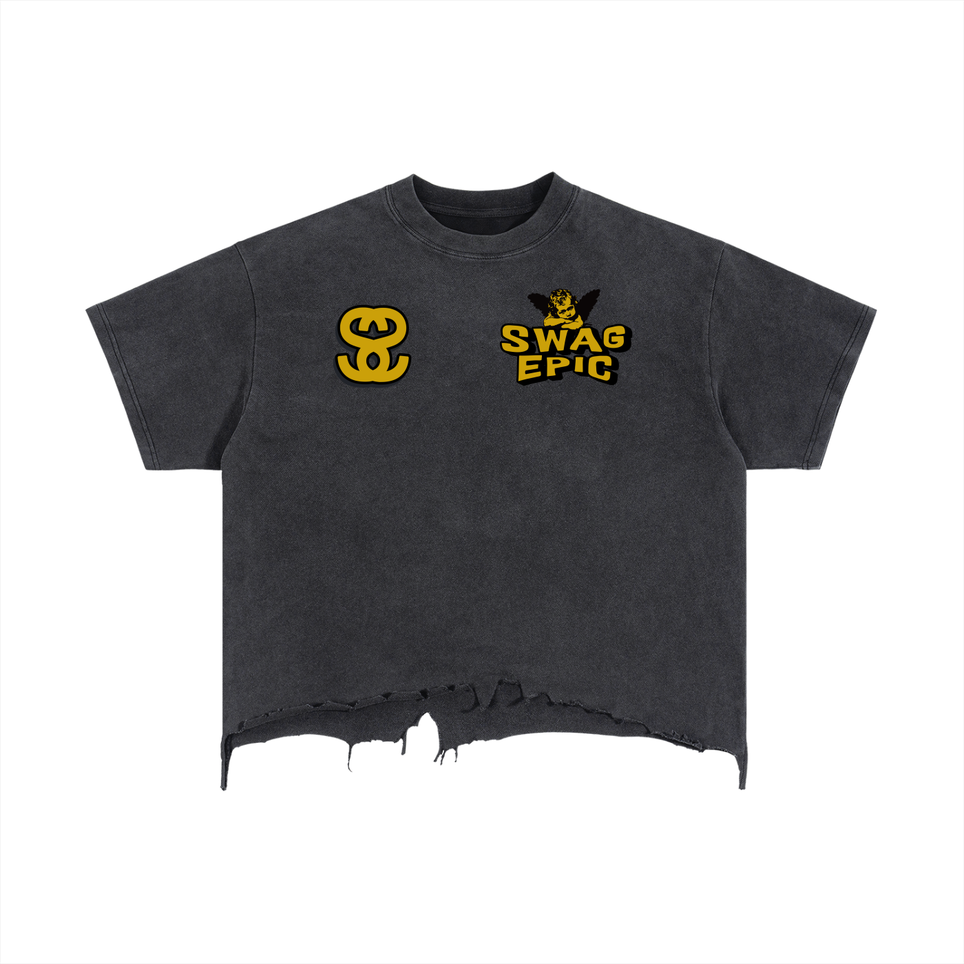 Vintage Wash Boxy Distressed Hem T-Shirt