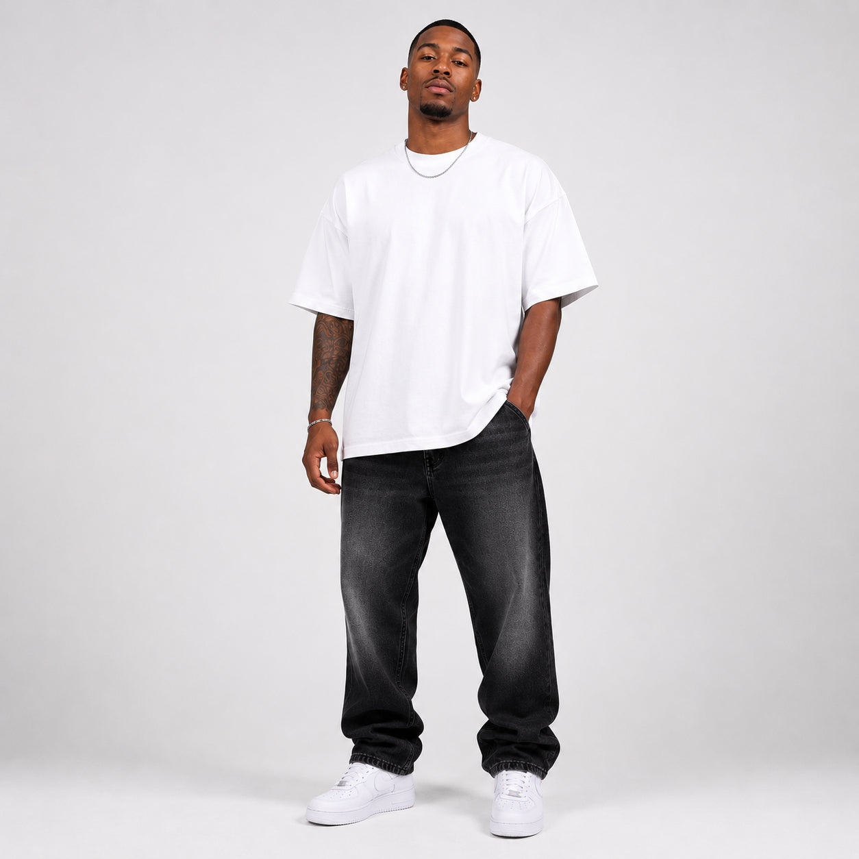 Drop Shoulder Cotton Plain T-Shirt