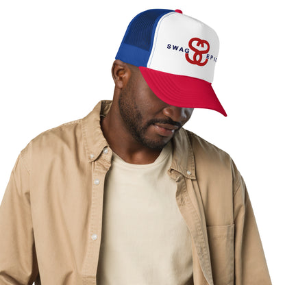 "3 PANEL COLOR" BLUE TRUCKER HAT