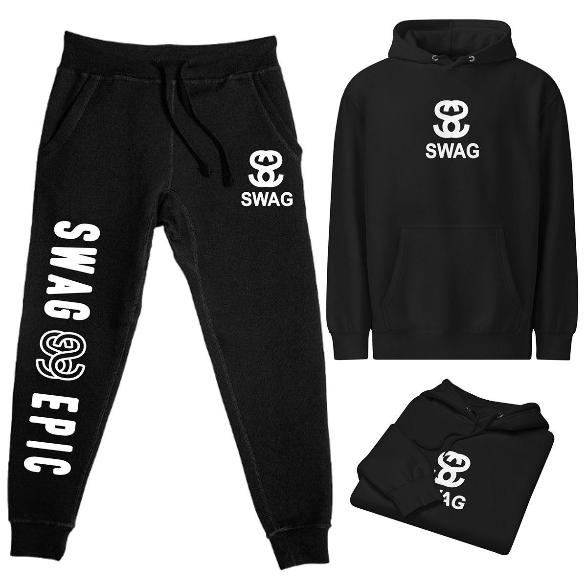 "SWAG SS ORIGINAL" BLACK PULLOVER HOODIE