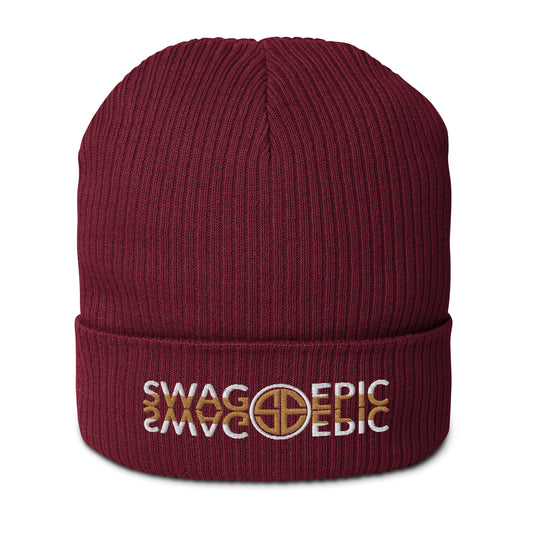 "SWAG IN COLOR" BURGINDY ORGANIC RIBBED BEANIE