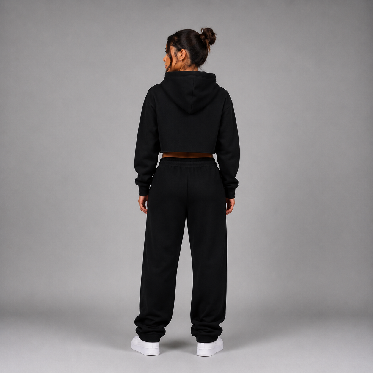 Lady's Relaxed Crop Hoodie - "Plain"