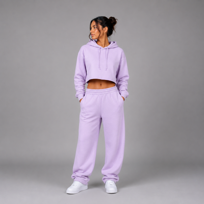 Lady's Relaxed Crop Hoodie - "Plain"