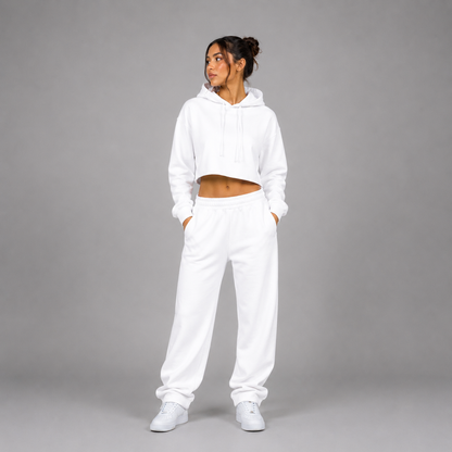 Lady's Relaxed Crop Hoodie - "Plain"